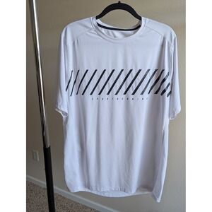 Liberty Pro Mens White Sport Running Graphic T-Shirt Mesh Performance XL